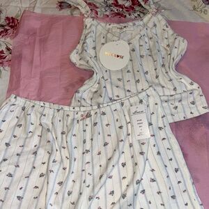 Pink rose medium high waist shorts and cropped cami pajama set